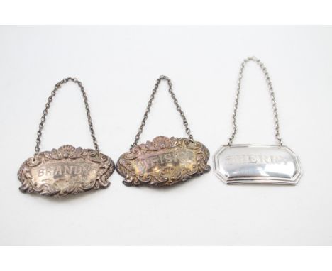 3 x .925 sterling decanter labels 