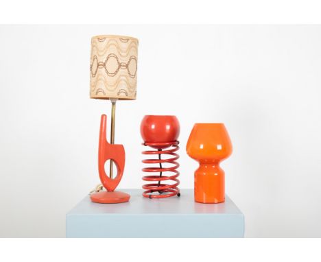 HERBERT TERRY: A 'ZEBEDEE' OR 'EYE' LAMPmid-century modern, 28cm high x 13cm wide x 13cm deep approx. (no label); together wi