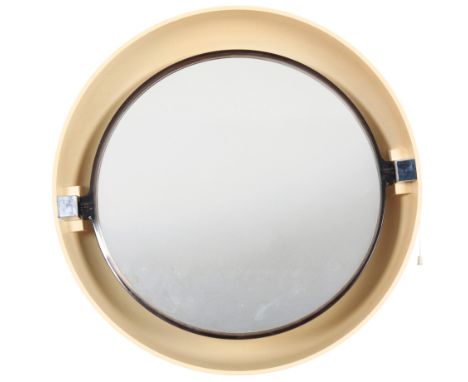 ALLIBERT, GERMANY: A FOUR LIGHT PLASTIC SWIVEL WALL MIRROR1970s, 61cm diameter (outer frame)