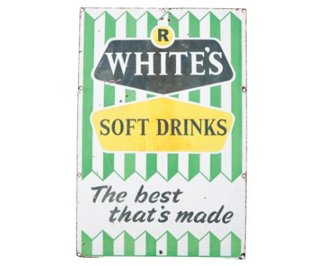 AN 'R. WHITES SOFT DRINKS' PAINTED AND ENAMELLED ADVERTISING SIGN76cm high x 51cm wide