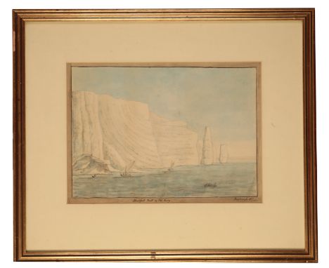 ENGLISH SCHOOL, 19TH CENTURY 'Handfast Point & Old Harry'indistinctly signed and titled in ink to the margin, watercolour ove