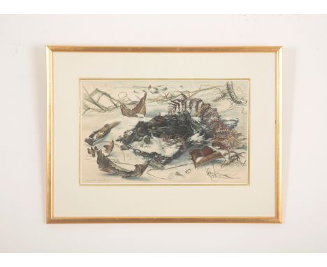 *ELIZABETH SORRELL (1916-1991) 'Leaves in the Snow' signed and dated '59 lower left, watercolour, 21.5cm x 35cmProvenance: Pu