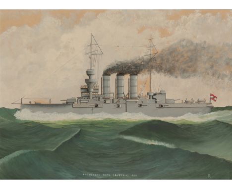 CONTINENTAL SCHOOL, 20TH CENTURY 'Erzherzog Karl (Austria) 1908' A portrait of the Austro-Hungarian Navy pre-dreadnought batt