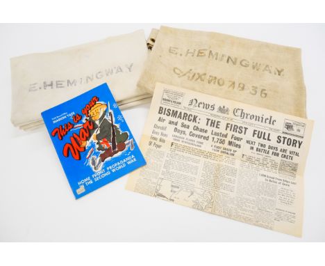 A Royal Navy issue hammock and canvas sleeping bag, a Marion Yass 'This is Your War' Home Front Propaganda publication and a 