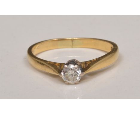 18ct hallmark gold diamond solitaire ring.