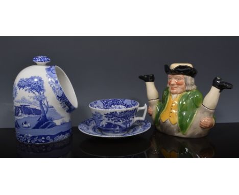 Collection of Spode printware, Italian pattern, a Royal Doulton character jug, Gunsmith and two novelty tea pots.
