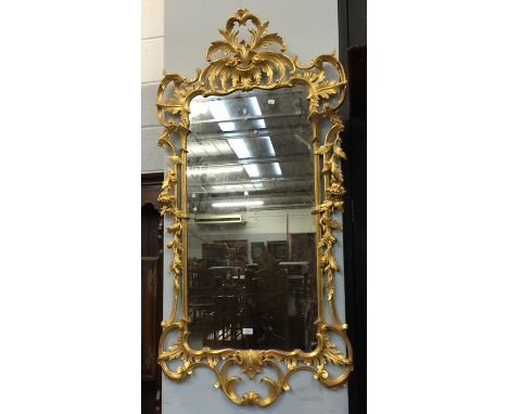 A 20th century Chippendale style giltwood Rococo mirror, 75cm by 150cm 