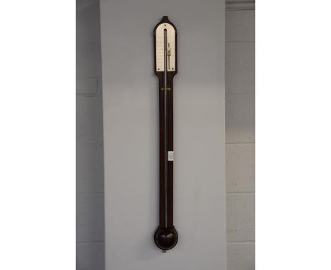 A Georgian mahogany stick barometer with silvered dial signed Martin, London, 93cm 