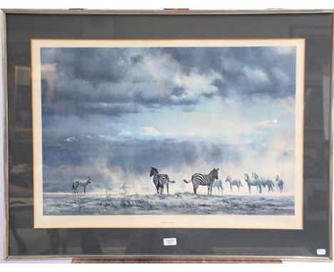Two prints by Sir William Russell Flint, one is limited edition numbered 635/850, and a David Shepherd print, Storm over Ambo