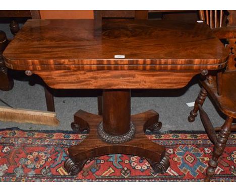 A Regency mahogany pillar card table with foldover top