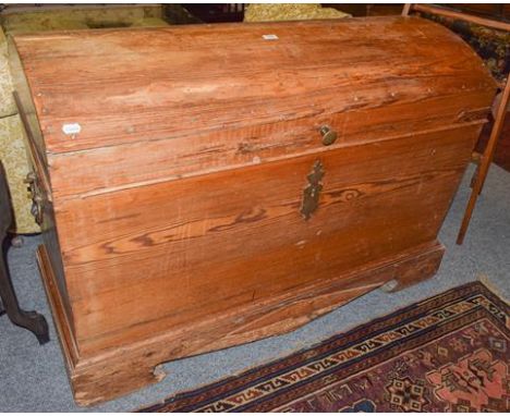 A 19th century dome topped pine trunk of impressive proportions, 125cm by 65cm by 90cm