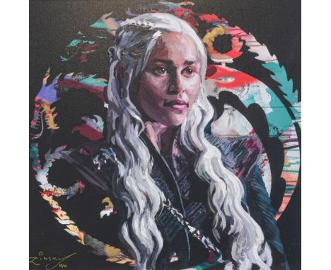 Zinsky (Contemporary) ''Winter is Coming'' ''Mother of Dragons'' Signed and numbered 13/195 and 28/195, giclee prints on boar