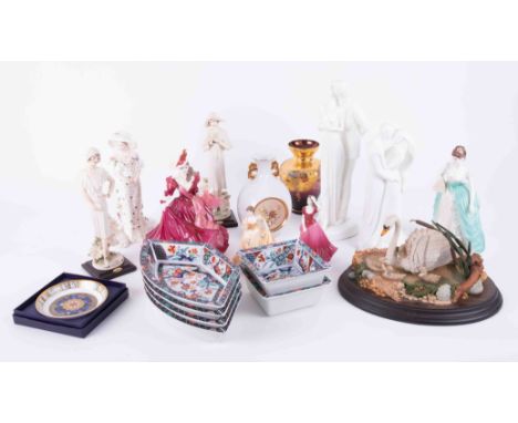 A mixed collection including Coalport bone china figures 'Scarlett', 'Anniversary Waltz', Royal Doulton Images 'Happy Anniver