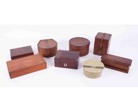 A collection of boxes and vintage leather cases, including jewellery box (8).