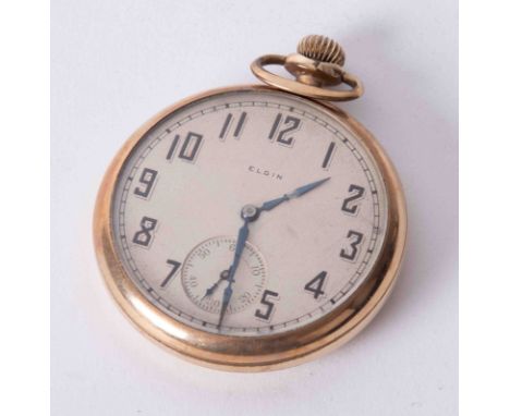A vintage Elgin gold plated pocket watch, keyless movement, screw back, 271201087.