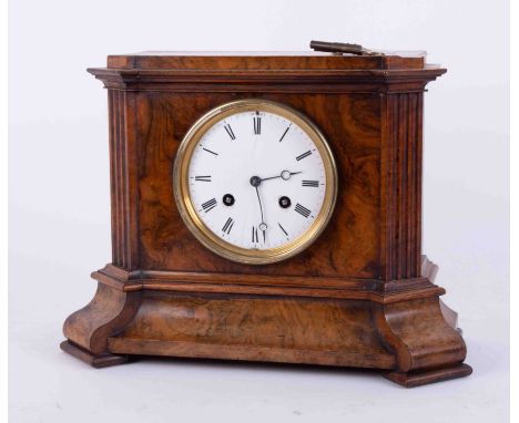 A 19th century walnut mantle clock, movement marked Roblin &amp; Filsfreres, A.Paris, with gong strike and two keys, height 2