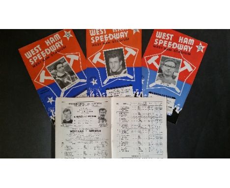SPEEDWAY, programmes, West Ham, inc. 1964 (11), v Wimbledon, 7th April (first match after ten year break), 1965 (10), 1966 (7