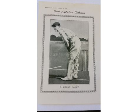 CRICKET, supplement print to Pals magazine, 21st Feb 1925, showing Kippax, EX