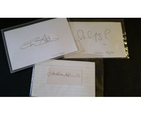 CRICKET, signed blanks cards, pieces (laid down) etc., England Test players, inc. Bedser, D'Oliveira, Graveney, Hollies, Hutt