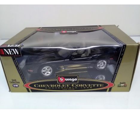 Chevrolet Corvette Convertible 1998 Die cast 1:18 scale model car. Burago Gold Collection. In original box in good condition