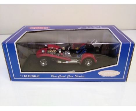 Caterham Super Seven Red Kyoshi 1:18 die cast model car, please note scan shows car as a lighter red, its much darker. In ori