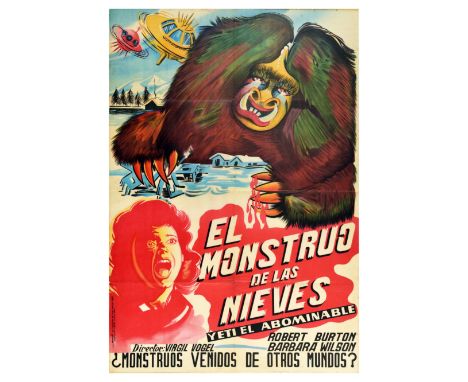 Original vintage movie poster for El Monstruo de las Nieves. Yeti el abominable / Invasion of the Animal People, a 1959 horro