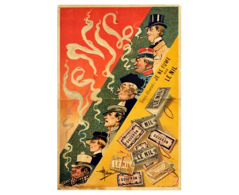 Original vintage advertising poster for Le Nil cigarettes featuring the slogan Tous Disent: Je Ne Fume Que Le Nil (They All S