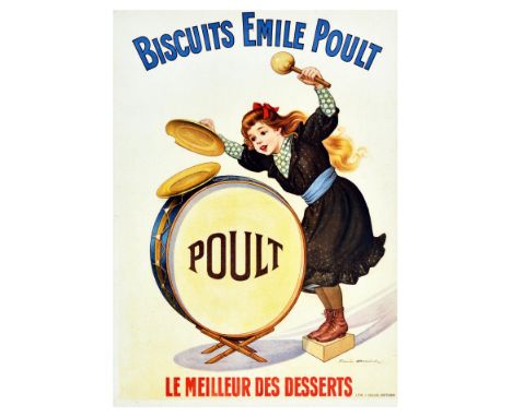 Original vintage advertising poster for Biscuits Emile Poult – Le Meilleur des Desserts / Emile Poult Biscuits – The Best Des