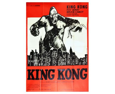 Original vintage film poster for the French re-release of the 1933 film King Kong featuring Fay Wray, Robert Armstrong and Br