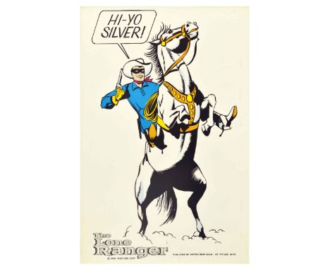 Original vintage advertising poster promoting The Lone Ranger animated cartoon series (1966-1969) featuring a fun comic style