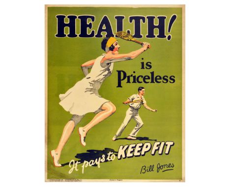 Original vintage propaganda poster - Health is Priceless - It pays to keep fit - Bill Jones - Corporate motivational poster f