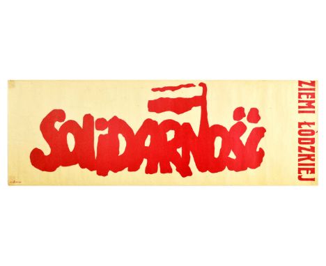 A set of original vintage propaganda poster and newspapers issued by Solidarnosc trade union in Poland. 1. Original vintage p