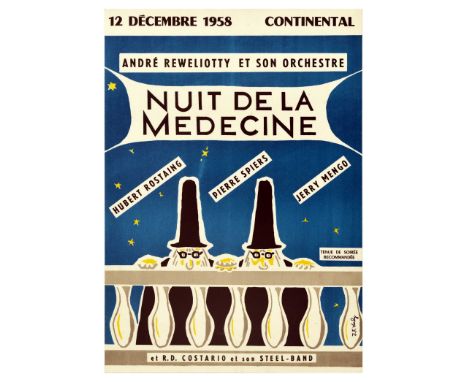 Original vintage advertising poster for Nuit de la Medecine / Night of Medicine - a gala held to raise money and awareness fo