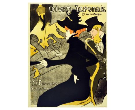 Vintage reproduction of the 1893 advertising poster created by Henri de Toulouse-Lautrec to promote Divan Japonais, a café-ch