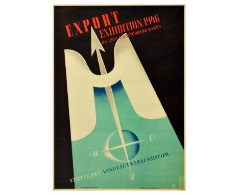 Original vintage advertising poster for Export Exhibition 1946 in the US controlled zone og Germany in Wurttemberg Baden at t