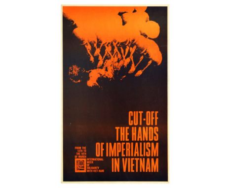 Original vintage propaganda poster issued by OSPAAAL to commemorate the International Week of Solidarity with Vietnam, from t