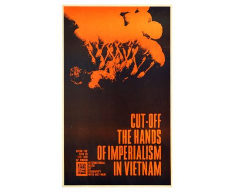 Original vintage propaganda poster issued by OSPAAAL to commemorate the International Week of Solidarity with Vietnam, from t