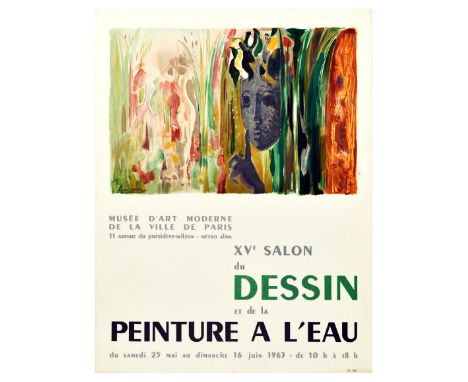 Original vintage advertising poster for a drawing and watercolour exhibition: XVe Salon du Dessin et de la Peinture a l’Eau a