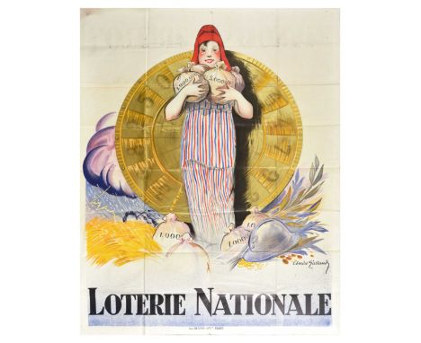 Original vintage advertising poster for the Loterie Nationale / French National Lottery by Andre Garland (1886 - 1965). The i