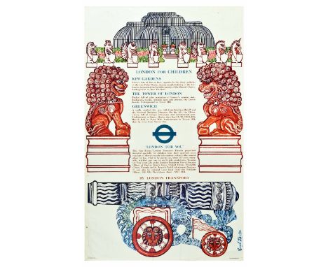 Original vintage travel poster by Transport for London, informing the reader on London for Children, designed by Carol Banker
