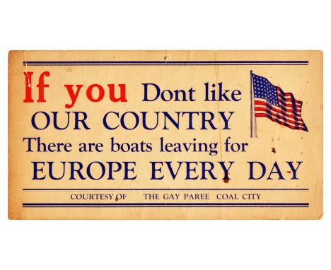 Original vintage anti-immigrant propaganda flyer poster - If you dont like our country There are boats leaving for Europe eve