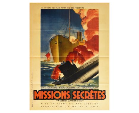 Original vintage movie poster for Missions Secretes - also known as Western Approaches - featuring a great design by Pierre P