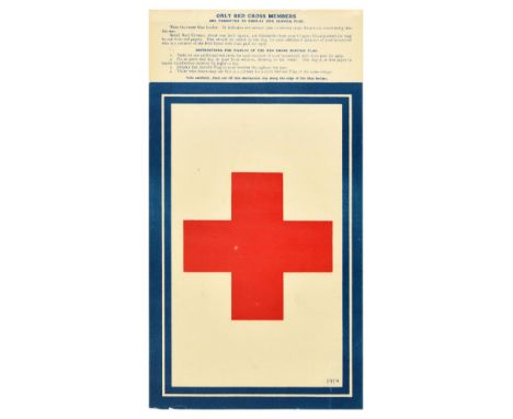 Original vintage propaganda poster - Only Red Cross Members are permitted to display this service flag. Note the inner blue b