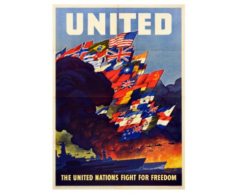 Original vintage World War Two propaganda poster published by the United States Office of War Information, Division of Public