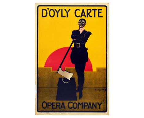 Original vintage advertising poster for the D’Oyly Carte Opera Company featuring a striking design by Dudley Hardy. The image