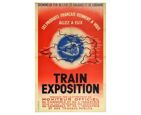 Original vintage advertising poster for a Train Exhibition by Eastern and Alsace and Lorraine Railways organised by Editrice 