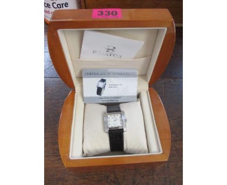 A Briator gents stainless steel wristwatch with mother of pearl face and diamond chips to the clock face, boxed 