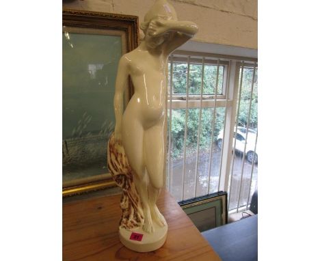 Floria Grace Lussier - a signed ceramic sculpture of a nude woman, 24" h 
