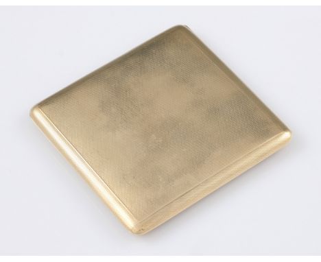 A 9ct gold cigarette case by Adie Brothers Ltd, with machined design body, interior engraved 'To Lou, from Gordon Saturday 29