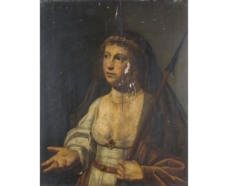 *JAN VAN BIJLERT (1597/8 - 1671) Framed, unsigned, Dutch School, oil on panel, half length portrait of lady, depicted as Boud